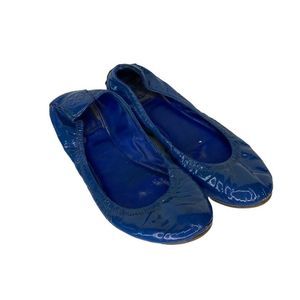 Tory Burch Flats Women's 8.5 Blue Patent Leather Ballet Shoes 5.5 UK 25.5CM